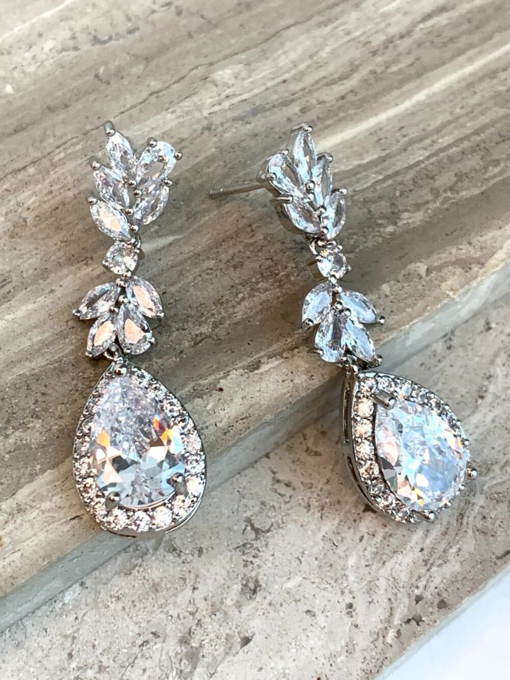 NEW ~ Anthropologie BHLDN, CZ Crystal Long Dangle Drop Earrings